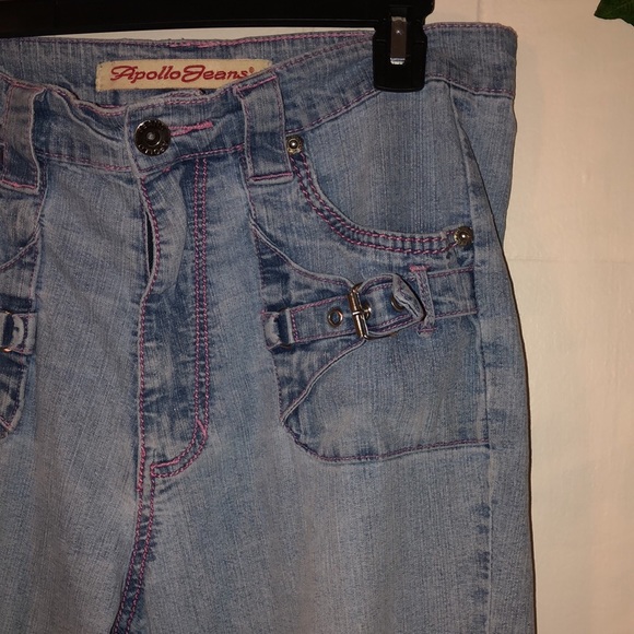 Vintage Unique Apollo Jeans size 13/14 with unique buckles and pink thread - Picture 4 of 10